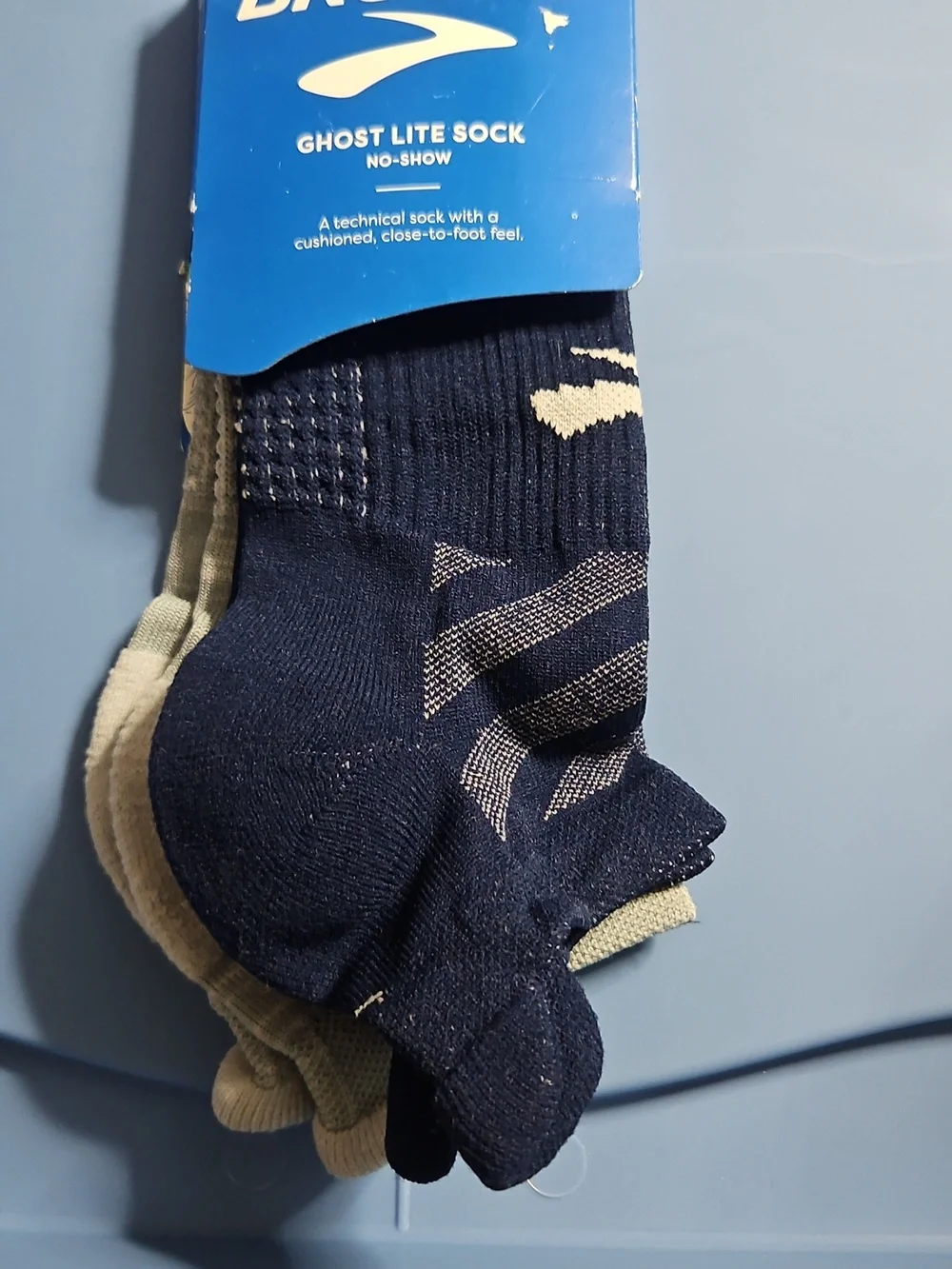 Brooks Unisex Ghost Lite Running Socks - 2 Pack: BLUE/GRAY: NEW IN PACK: SIZE L